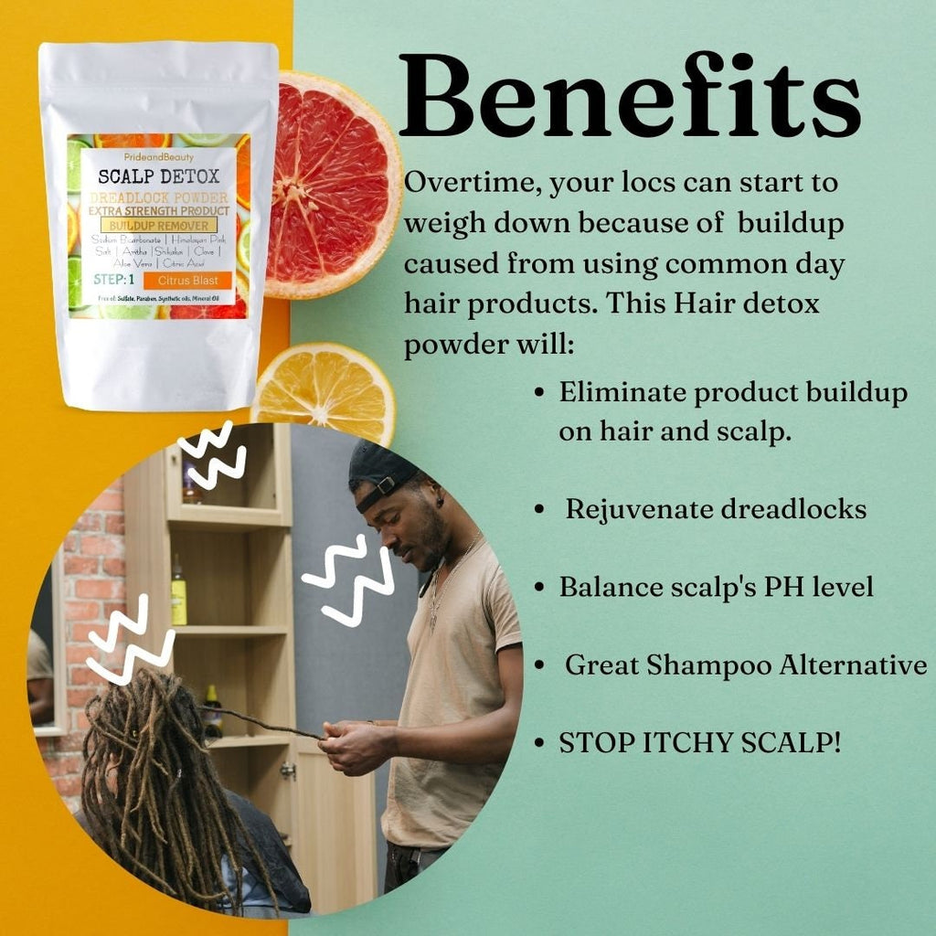 Dreadlock Hair Scalp Detox - Deep Clean Dreadlock Powder - Natural Hair Cleanser for Product Buildup - Step 1