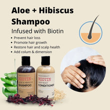 Load image into Gallery viewer, Rice Shampoo and Conditioner Set - Biotin, Hibiscus, and Aloe Shampoo | Hair Regrowth Shampoo and Conditioner.
