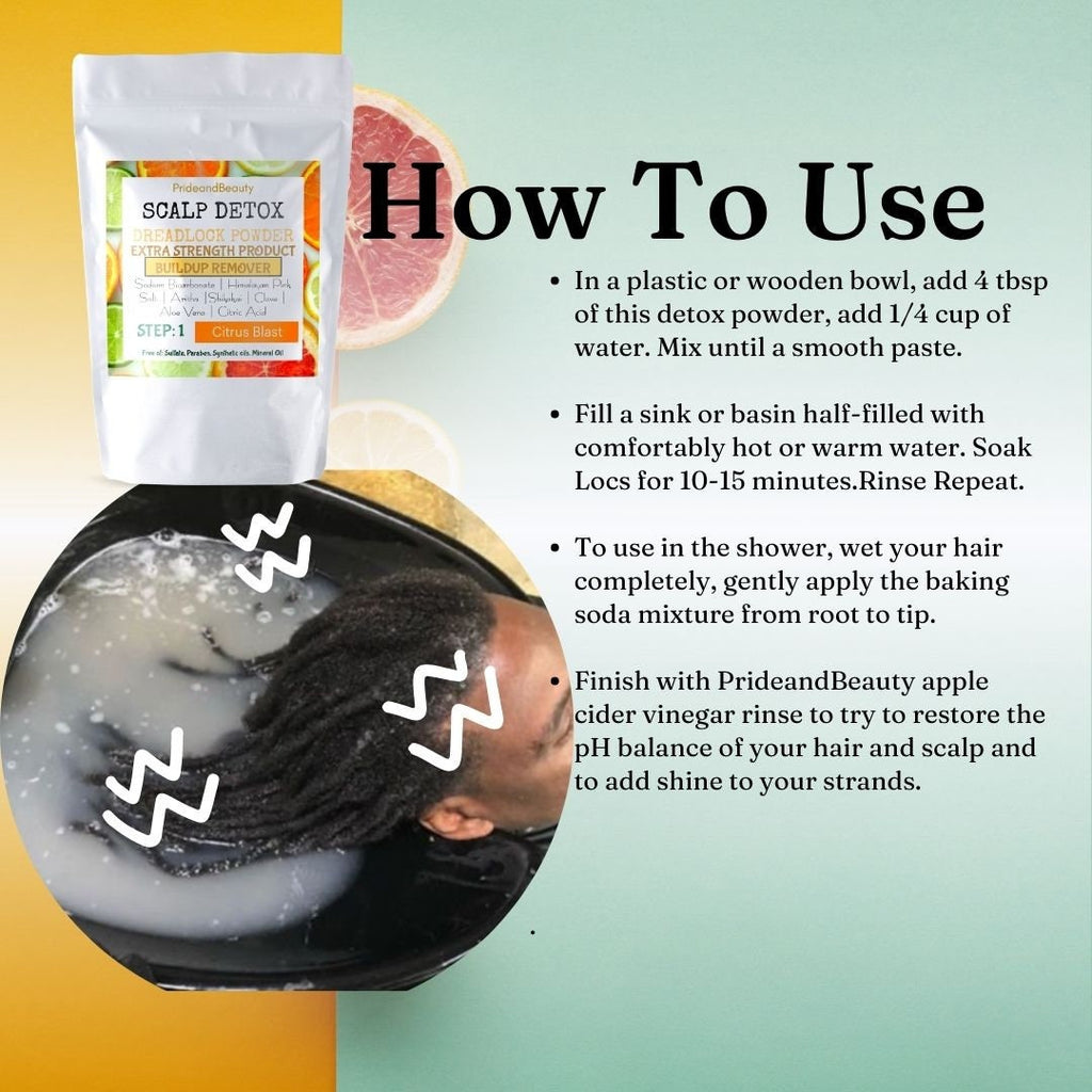 Dreadlock Hair Scalp Detox - Deep Clean Dreadlock Powder - Natural Hair Cleanser for Product Buildup - Step 1