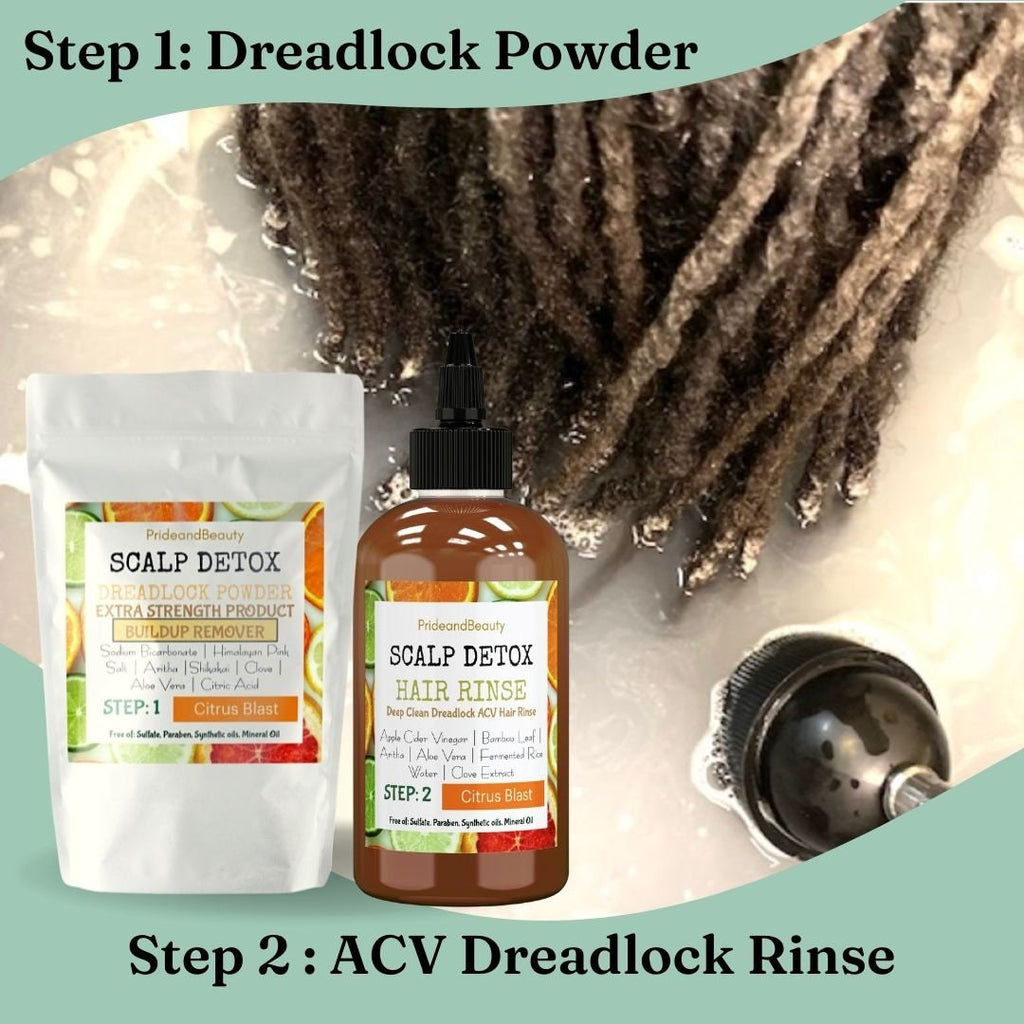 Dreadlock Hair Scalp Detox - Deep Clean Dreadlock Powder - Natural Hair Cleanser for Product Buildup - Step 1