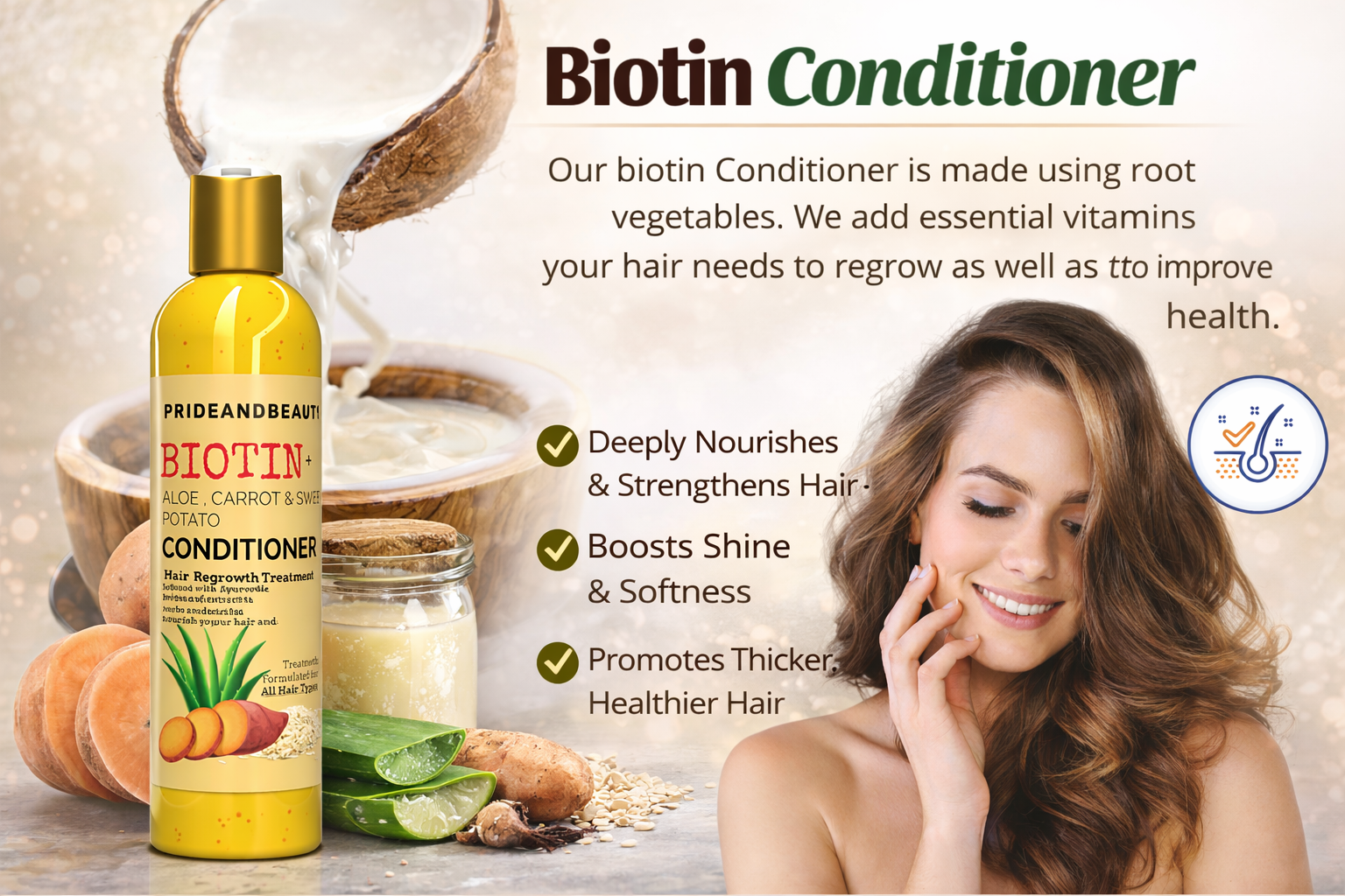 Rice Shampoo and Conditioner Set - Biotin, Hibiscus, and Aloe Shampoo | Hair Regrowth Shampoo and Conditioner.