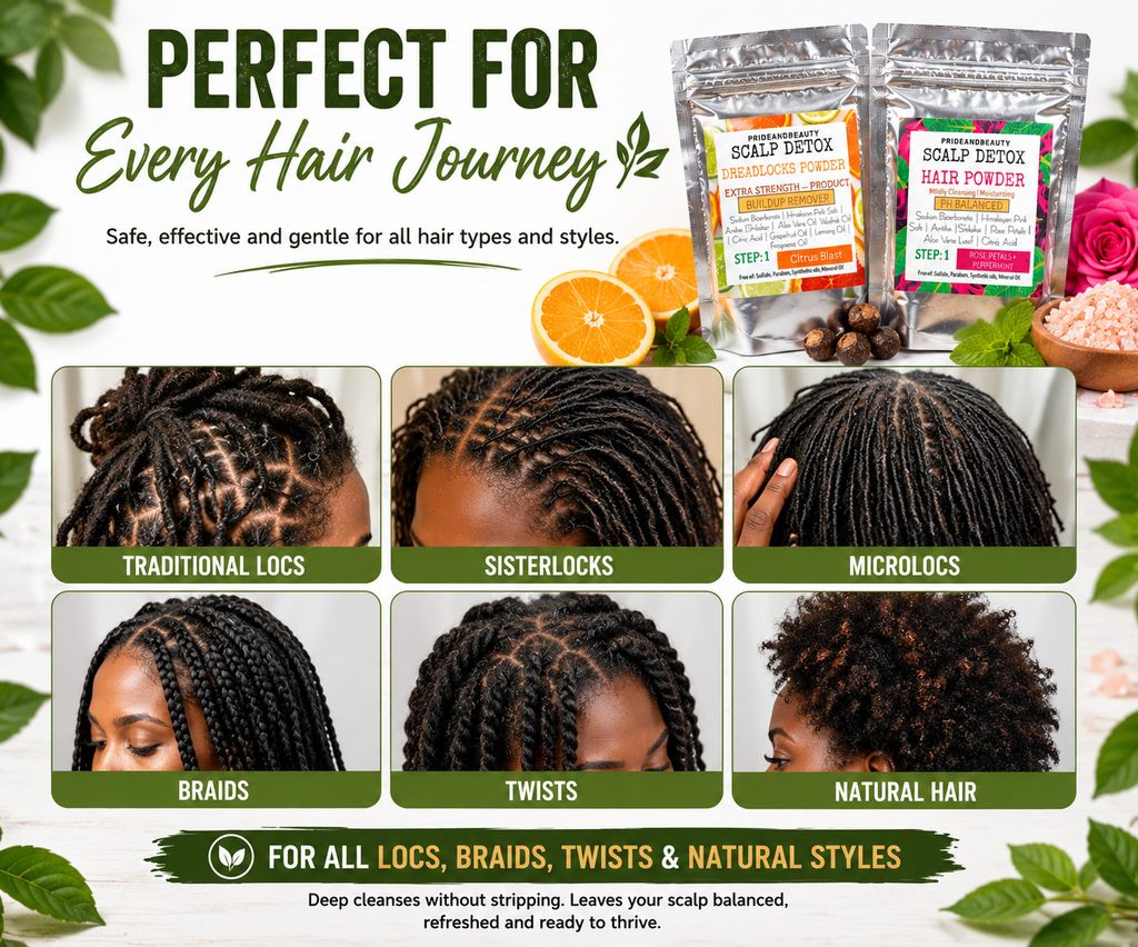 Scalp Detox Powder for Locs – Deep Cleansing Buildup Remover | Citrus Blast or Rosewater Peppermint