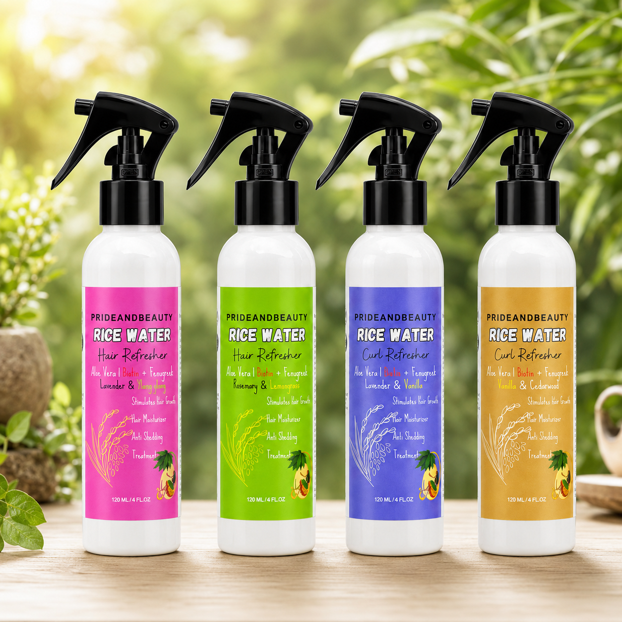 Fermented rice water hair growth spray with aloe vera by Pride and Beauty