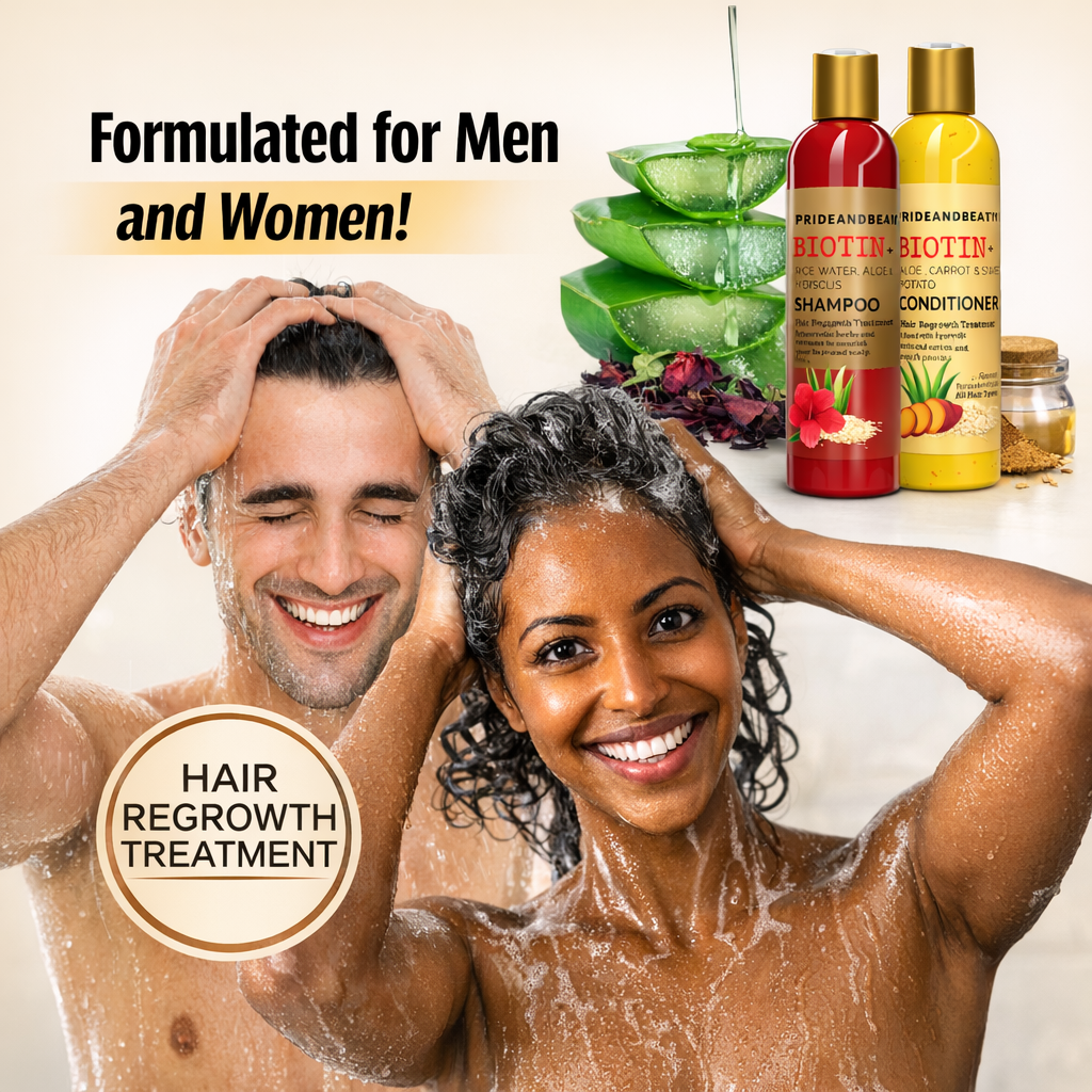 Rice Shampoo and Conditioner Set - Biotin, Hibiscus, and Aloe Shampoo | Hair Regrowth Shampoo and Conditioner.