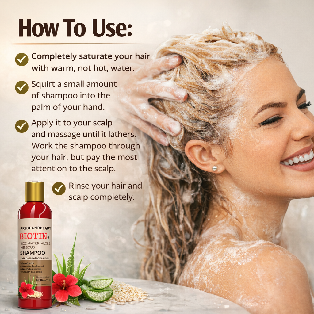 Rice Shampoo and Conditioner Set - Biotin, Hibiscus, and Aloe Shampoo | Hair Regrowth Shampoo and Conditioner.