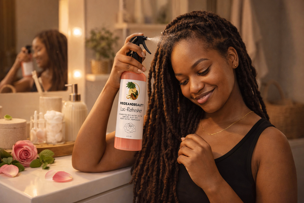 Pride and Beauty Loc-Refresher Spray (Rosewater + Peppermint) — Lightweight Daily Hydration for Locs