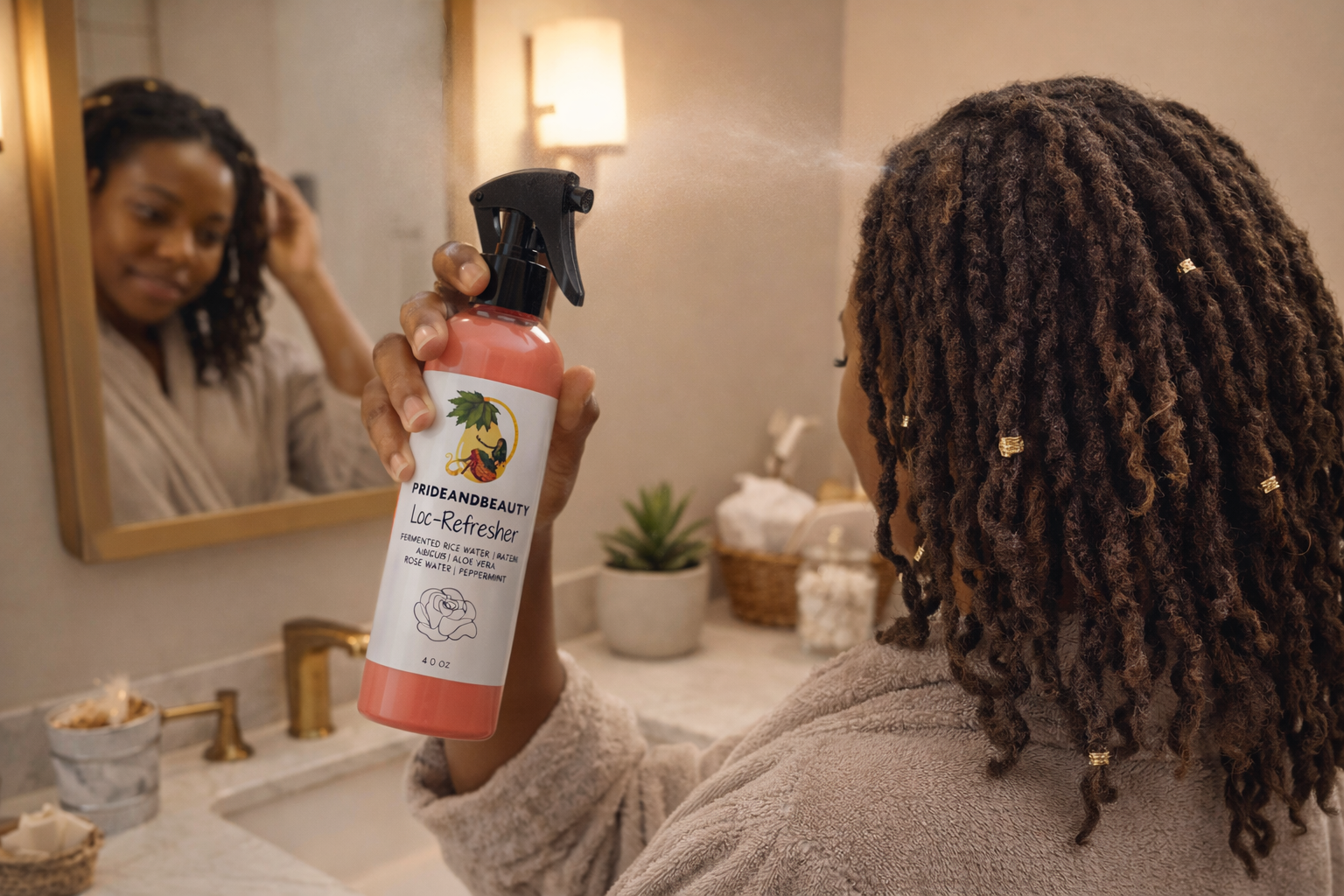 Pride and Beauty Loc-Refresher Spray (Rosewater + Peppermint) — Lightweight Daily Hydration for Locs