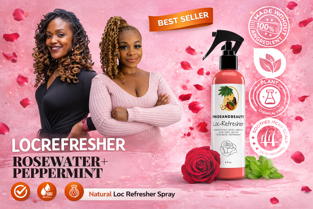 Pride and Beauty Loc-Refresher Spray (Rosewater + Peppermint) — Lightweight Daily Hydration for Locs