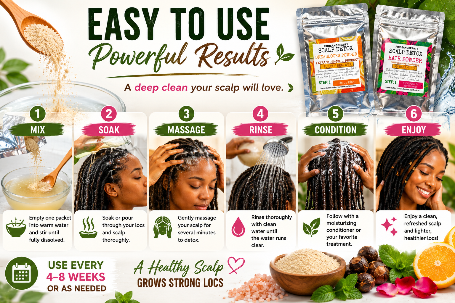 Scalp detox powder for locs deep cleansing buildup remover by Pride and Beauty