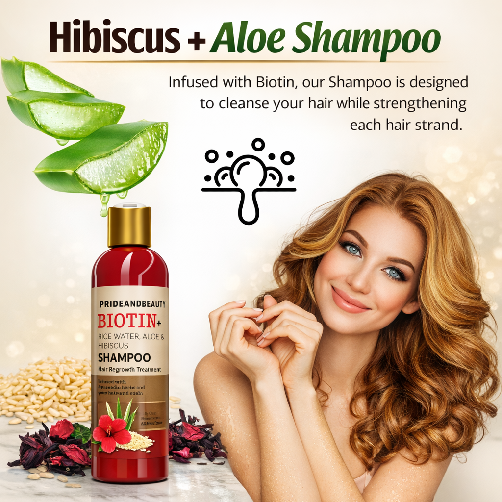 Rice Shampoo and Conditioner Set - Biotin, Hibiscus, and Aloe Shampoo | Hair Regrowth Shampoo and Conditioner.