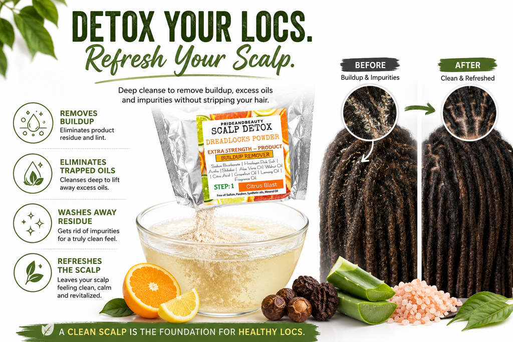 Scalp Detox Powder for Locs – Deep Cleansing Buildup Remover | Citrus Blast or Rosewater Peppermint